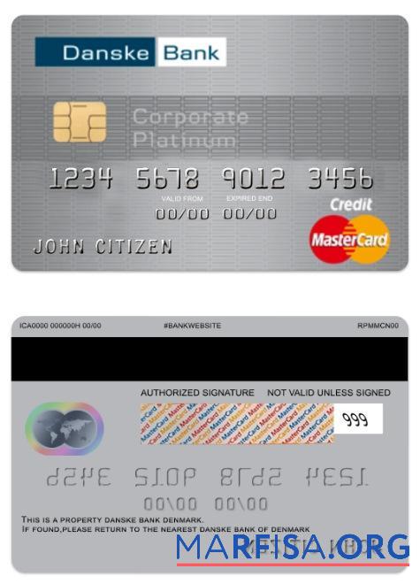 Blank Denmark Danskebank credit corporate platinum mastercard download for verification